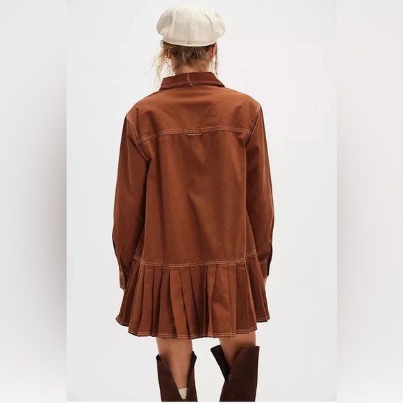 🍂Free People Connor Midi Dress in Brown – Size Medium - Picture 4 of 10